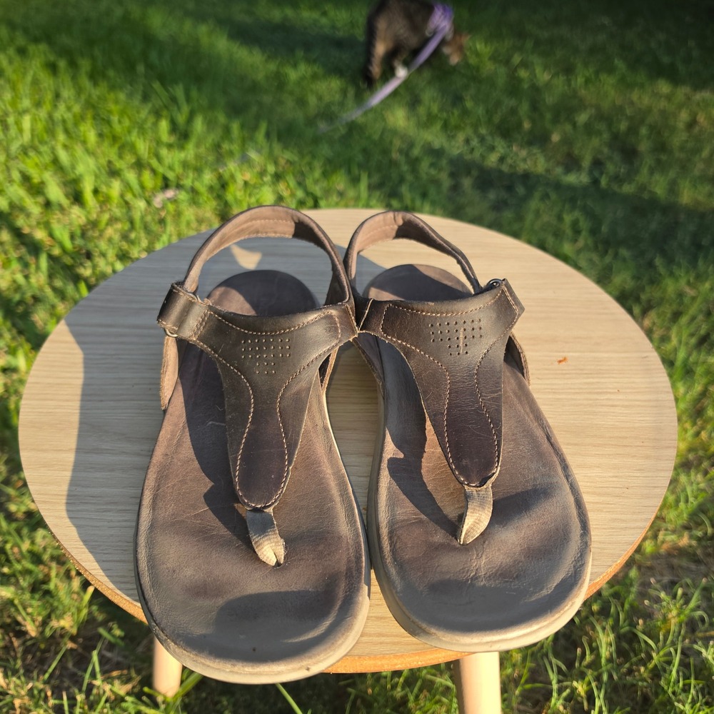 Merrell Siren Wrap Q2 Espresso Brown Leather Thong Sandals Outdoor Comfort - Picture 4 of 10